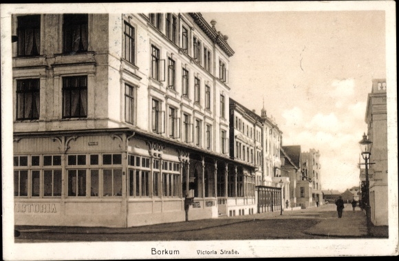 Postcard North Sea resort of Borkum in East Frisia, Victoria Street