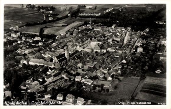 Postcard Bad Königshofen im Grabfeld Unterfranken, aerial photograph