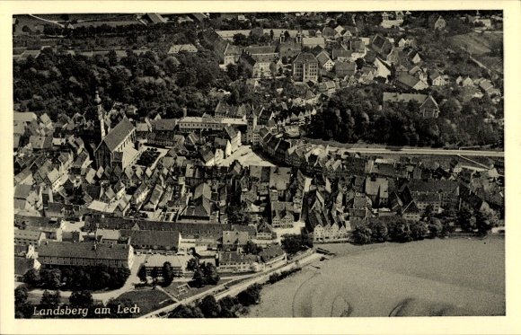 Postcard Landsberg am Lech Upper Bavaria, aerial photograph