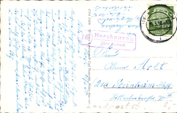 KP Landpoststempel 16 Herzhausen przez Korbach
