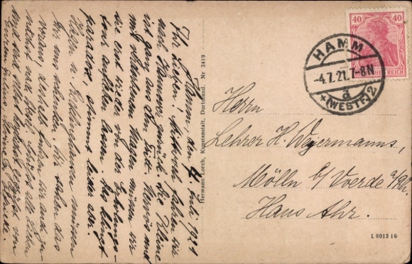 Postcard Hamm in Westphalia, Bahnhofstraße