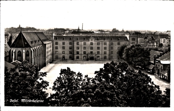 Postcard Bâle Basel City Switzerland, military barracks
