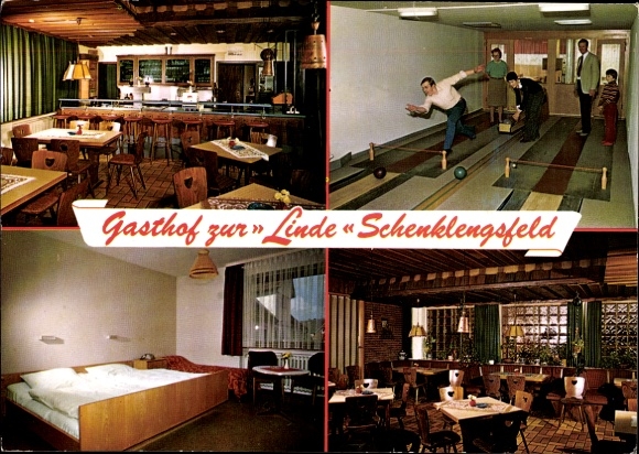 Ak Schenklengsfeld Hersfeld-Rotenburg Hessen, Gasthof zur Linde, Kegelbahn