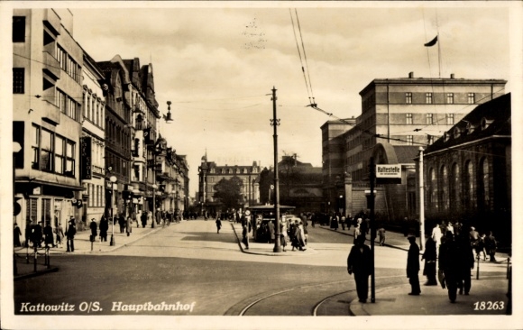 Ak Katowice Kattowitz Oberschlesien, Hauptbahnhof