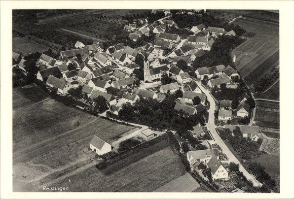 Postcard Reistingen Ziertheim in the Egautal Northern Swabia, aerial photograph