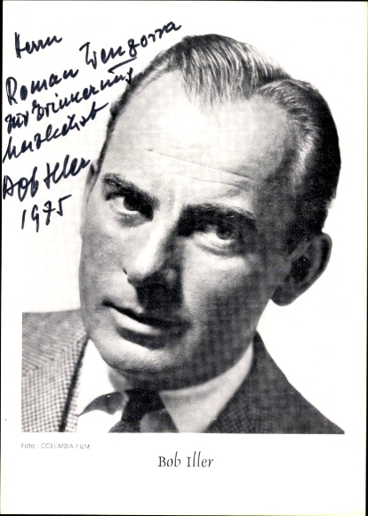 Ak-acteur Bob Iller, portret, handtekening