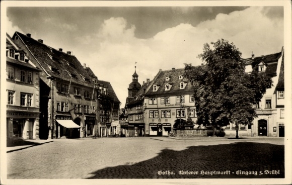 Ak Gotha in Thüringen, Stadtansicht, Unterer Hauptmarkt, Historische Architektur, Fotografie