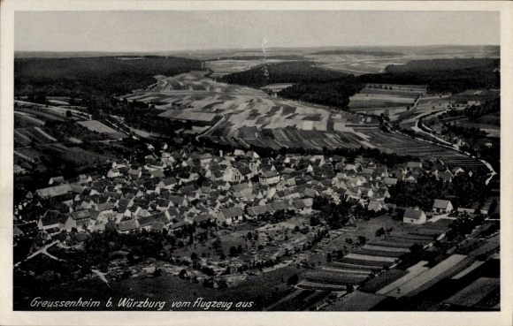 Postcard Würzburg am Main Lower Franconia, Greussenheim near Würzburg from the plane