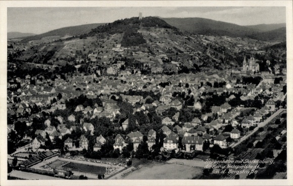 Postcard Heppenheim an der Bergstraße, aerial photograph, Starkenburg