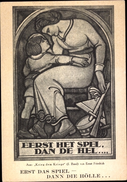 Ak Anti-Kriegsmuseum, Krieg dem Kriege, Erst das Spiel, dann die Hölle