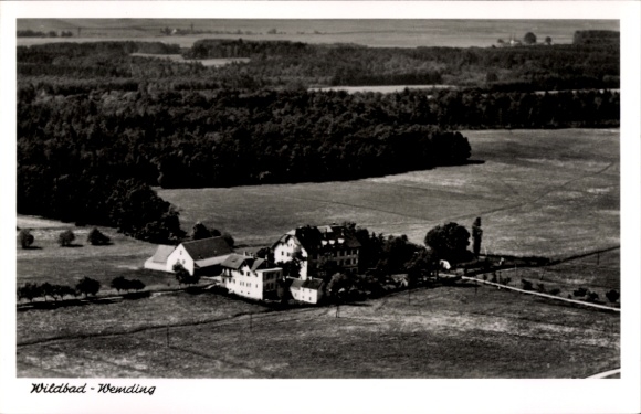 Postcard Wildbad Wemding in Swabia, aerial photograph