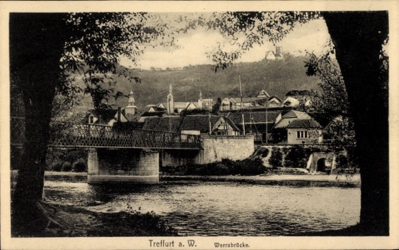 Ak Treffurt an der Werra, Werrabrücke, Stadt