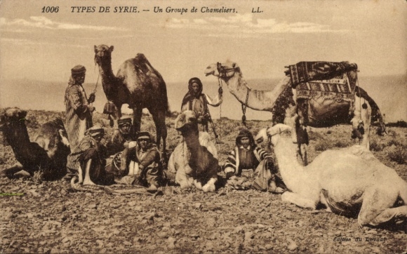 Postcard Syria, A group of camel drivers