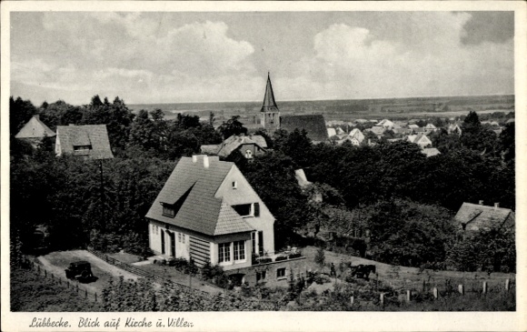 Postcard Lübbecke in East Westphalia, church, villas
