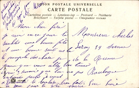 Letters Postcard First Name Charles, Woman, Flower Basket, Doves, Pansies, Roses