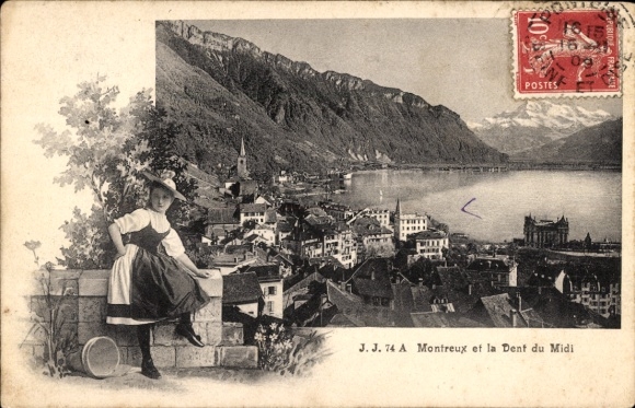 Postcard Montreux Canton Vaud Switzerland, La Dent du Midi