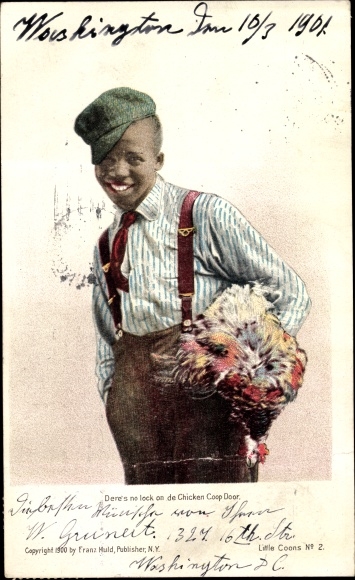 Ak USA, Dere's no lock on the Chicken Coop Door, boy with chicken