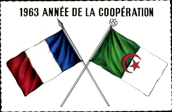 PC France and Algeria, year 1963, cooperation, flags