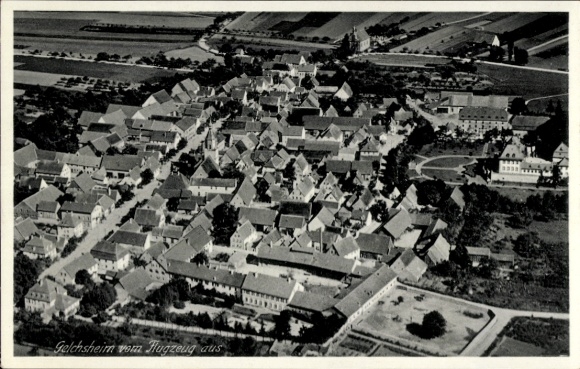 Postcard Gelchsheim in Lower Franconia, aerial photograph