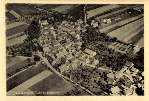 Postcard Vilchband Wittighausen in Baden, aerial photograph