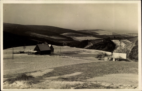 Postcard Dönschten Dippoldiswalde Eastern Ore Mountains, panorama of the place, friends of nature house