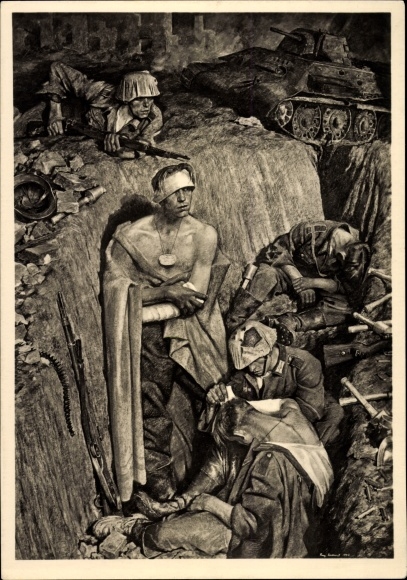 Artist PC Eichhorst, Franz, memory of Stalingrad, wounded in the trenches, HDK 512