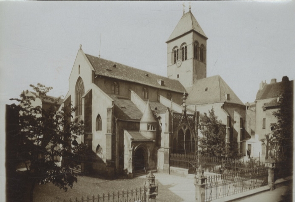 Original photo of Metz on the Moselle in France, Eucharius Church, around 1900