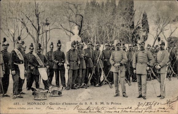 Postcard Monaco, Guard of Honour of His Holiness the Prince, Guard of Honour