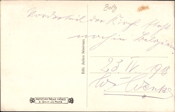 Postcard Bon Secours Bonsecours Péruwelz Hennegau, La Montagne, French coast, Café du Mouton Blanc