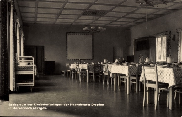 Postcard Raschau Markersbach in the Ore Mountains, dining room of the children&#39;s holiday camp of the Dresden State Theater