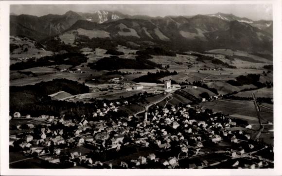 Postcard Sonthofen in the Oberallgäu Swabia, aerial photograph, castle