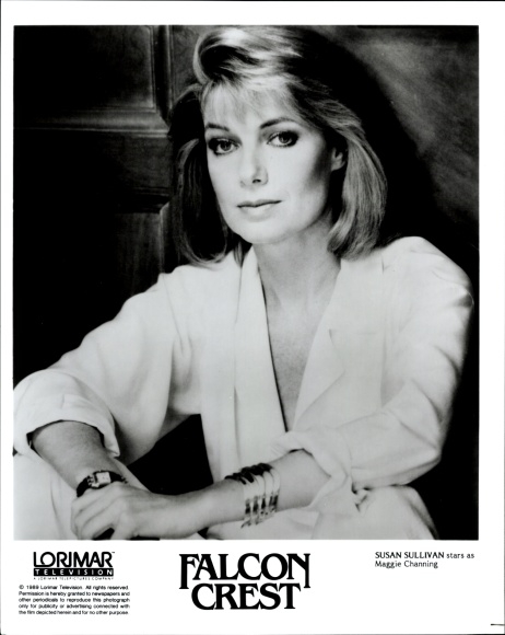 Postcard Actress Susan Sullivan, Portrait, Role Maggie Channing, Series Falcon Crest