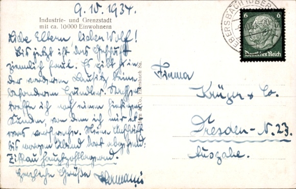 Postcard Ebersbach in Saxony, general view