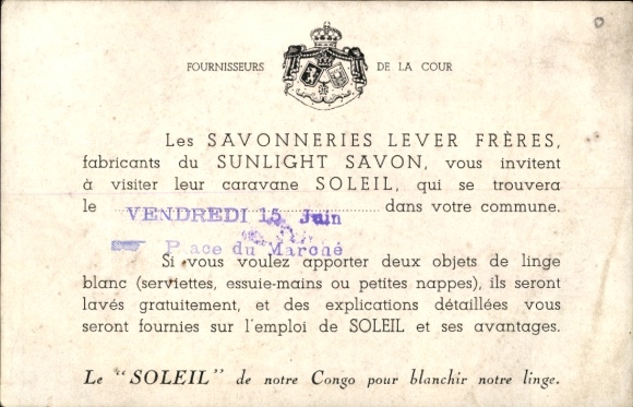 CPA Reklame, Soleil, De Notre Congo voor een notre-linge