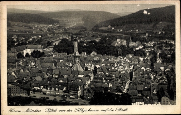 Postcard Hann. Münden in Lower Saxony, view from the Tillyschanze, city view