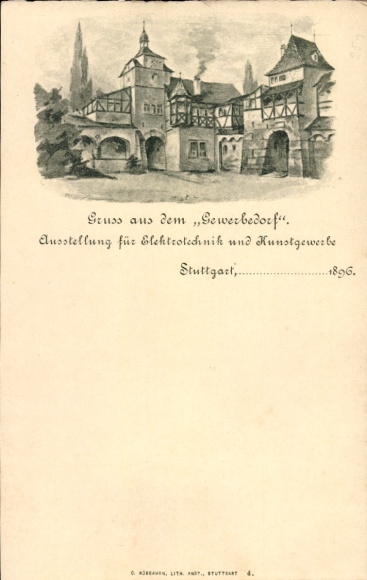 Postwaardestuk Stuttgart in Württemberg, Tentoonstelling voor Elektrotechniek en Kunstnijverheid 1896, PP 11 C5
