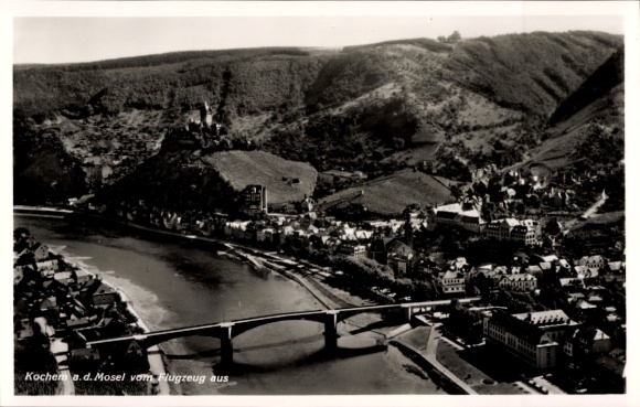 Postcard Cochem on the Moselle, aerial photograph