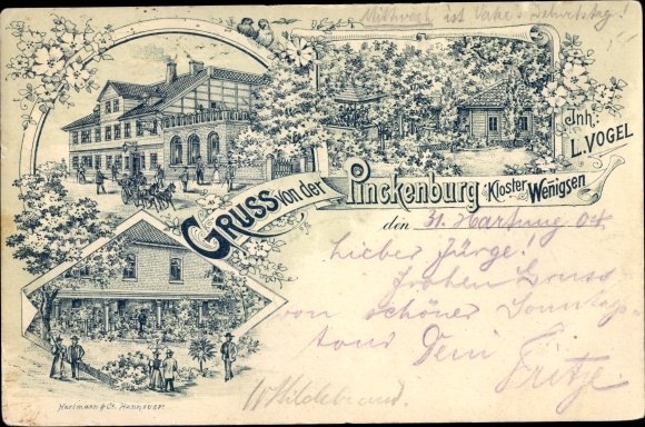 Chromo-Litho Wennigsen am Deister, Pinckenburg Inn, Wennigsen Monastery