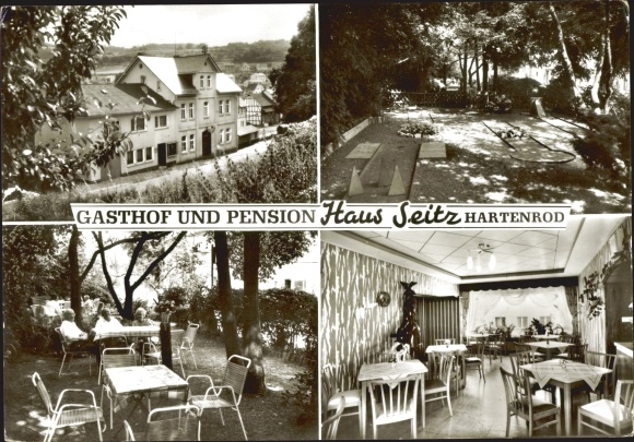 Postcard Hartenrod Bad Endbach in Hesse, inn and boarding house &quot;Haus Seitz&quot;, miniature golf course