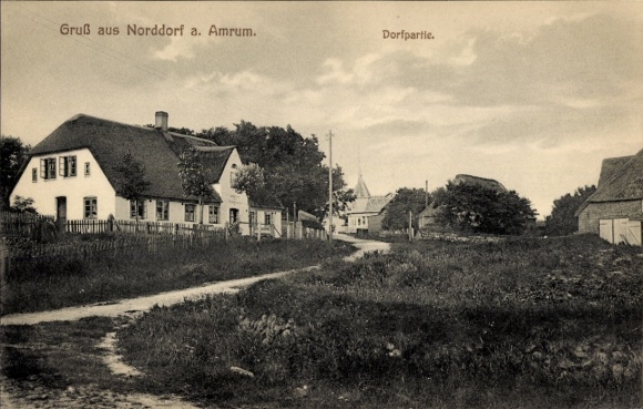 Postcard Norddorf on Amrum Nordfriesland, village party