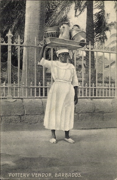 Postcard Barbados, pottery seller