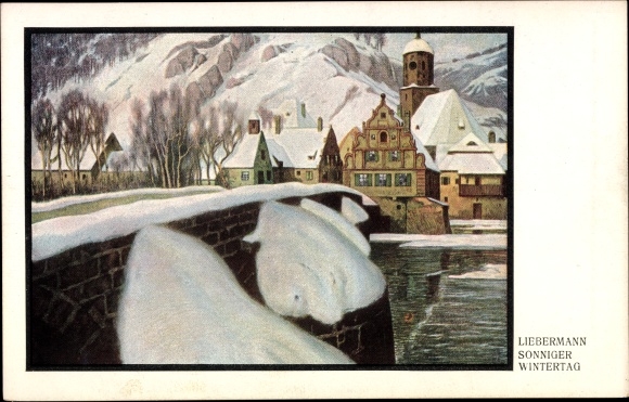 Artist PC Liebermann, Ernst, sunny winter day, snow, bridge
