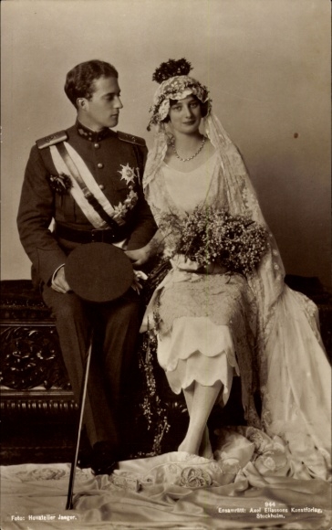 Ak Astrid van Zweden, Leopold III, koning van België, huwelijk, portret