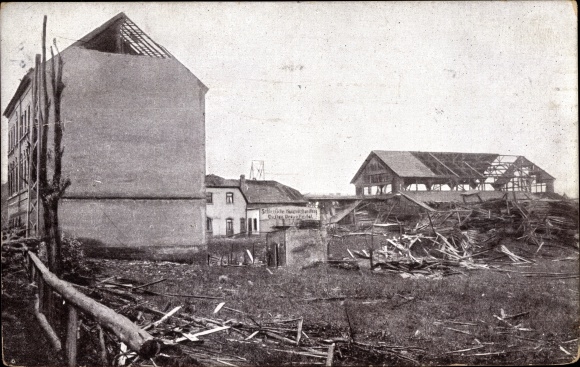 Postcard Chemnitz in Saxony, storm disaster 1916, destroyed houses