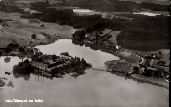 Postcard Seeon Seebruck am Chiemsee Upper Bavaria, aerial photograph