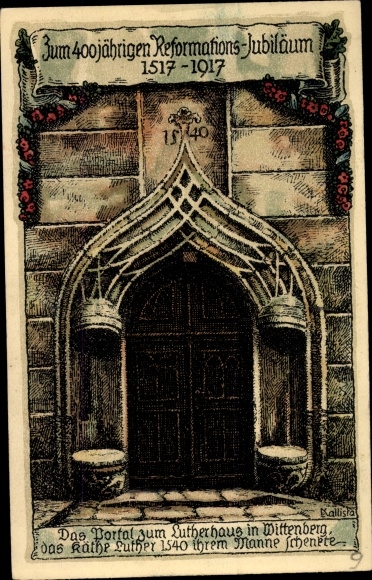 KP artysty Lutherstadt Wittenberg, portal z. Lutherhaus, 400. rocznica Reformacji 1517-1917