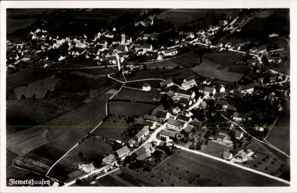 Postcard Ziemetshausen in Swabia, aerial photograph