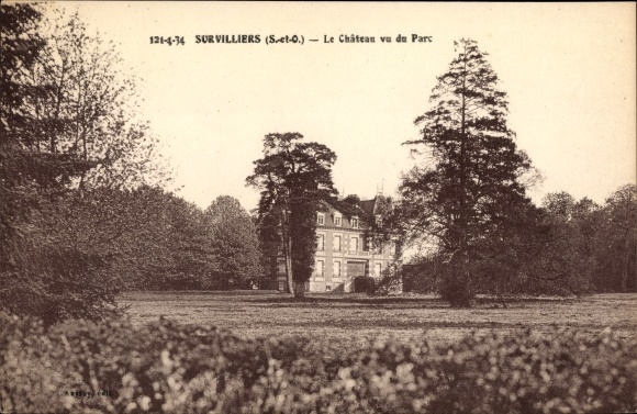 Ak Survilliers Val d'Oise, Le Château vu du Parc