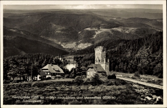 Postcard Mummelsee Seebach in the Black Forest Baden, Hornisgrinde, view to the south, Mummelsee, Black Forest