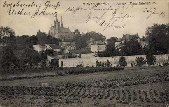 Ak Montmorency Val d’Oise, Vue sur l'Eglise Saint-Martin, Gartenlandschaft